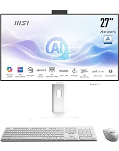 Моноблок 27'' MSI Modern AM273QP AI 1UM-093RU 9S6-AF0112-093 U7 155H/32GB/1TB SSD/Arc Graphics/2560x1440 IPS/WiFi/BT/cam/kbd/mouse/Win11Pro/white Msi