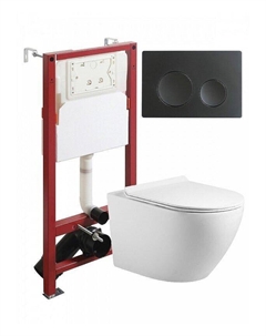 Комплект унитаза с инсталляцией ATI09150L+APB144 цвет Белый с сиденьем Микролифт и клавишей смыва цвет Черный матовый Agger