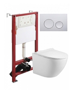 Комплект унитаза с инсталляцией ATI09150+APB100 цвет Белый с сиденьем Микролифт и клавишей смыва цвет Хром Agger