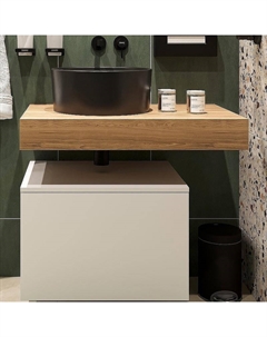 Тумба с раковиной Ольборг 80 482716 подвесная Белая матовая Дуб французский Stworki