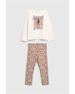 Комплект хлопковый из свитшота и брюк с принтом Mayoral