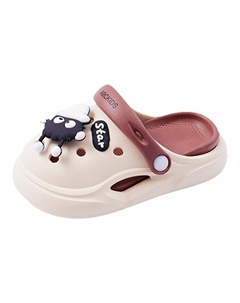 Тапочки детские противоскользящие для детей от 3 до 7 лет, белый/коричневый Abc-kids