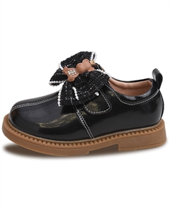 Нескользящие, амортизирующие, легкие, низкие детские кожаные туфли для детей, черный Budding