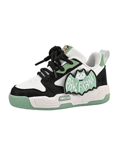 Детские кроссовки для скейтбординга с противоскользящим покрытием и износостойкостью, черный/белый/зеленый Paul frank