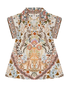 Повседневное платье-рубашка с цветочным принтом и воротником, коричневый Camilla kids