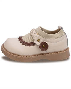 Детские кожаные туфли с противоскользящим износостойким верхом, бежевый Budding