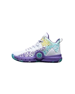 Детские баскетбольные кроссовки с противоскользящим покрытием, балансирующие, легкие, высокие, белый/фиолетовый Maibuxiong