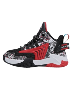 Детские противоскользящие износостойкие дышащие легкие сбалансированные высокие детские баскетбольные кроссовки, черный/красный Maibuxiong