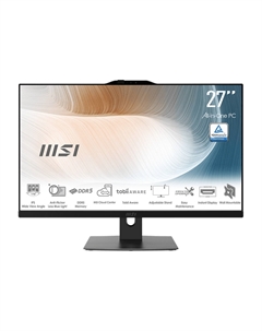 Моноблок 27'' MSI Modern AM272P 1M 9S6-AF8231-696 Core 5 120U/8GB/256GB SSD/noDVD/Intel Graphics/1920x1080 IPSCam/BT/WiFi/NoOS/black Msi