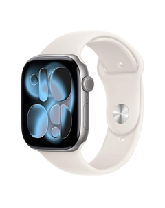 Умные часы Apple Watch Series 11 (GPS), 46 мм, Space Gray Aluminum Case/Starlight Sport Band - S/M