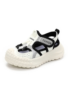 Детские сандалии с низким верхом, противоскользящие, устойчивые к истиранию, с отскоком, легкие, амортизирующие, с защитой от ударов, черный/белый Qiquduck