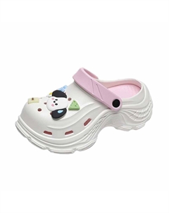 Детские сабо для подростков: противоскользящие, с защитой от ударов, с отскоком, быстросохнущие, дышащие, белый/розовый Wooden houses