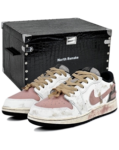 Детские кроссовки для скейтбординга Air 1 Vintage Dirty Pink с низким верхом, нескользящие, винтажные, грязно-розовые, для подростков Jordan