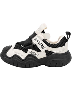 Нескользящие, противоударные и дышащие низкие туфли для малышей., черный Qinuoshu