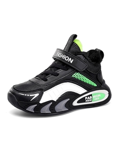 Нескользящие теплые детские кроссовки средней высоты для повседневной носки, черный/зеленый Tonybear