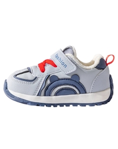 Нескользящие теплые низкие детские кроссовки для младенцев и малышей, серый/синий Bradmiller