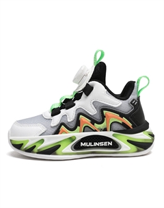 Кроссовки для бега с противоскользящей подошвой, устойчивые к истиранию и отскоку, дышащие, легкие, с амортизацией, детские, белый/черный/зеленый Mulinsen