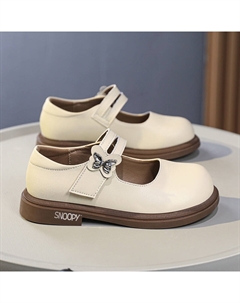 Детские кожаные туфли с низким верхом, устойчивые к ударам, истиранию и воздухопроницаемостью, бежевый Snoopy
