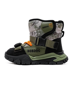 Устойчивые к истиранию термозащитные детские зимние ботинки для детей, зеленый/черный Bobdog