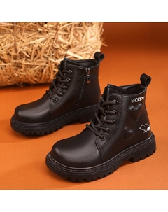 Детские кожаные ботинки для детей, черный Snoopy