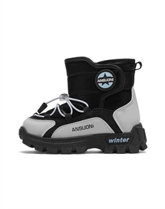 Нескользящие и износостойкие теплые высокие детские ботинки, черный/синий Wooden rabbit