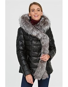 Утепленная кожаная куртка с отделкой мехом чернобурки La reine blanche