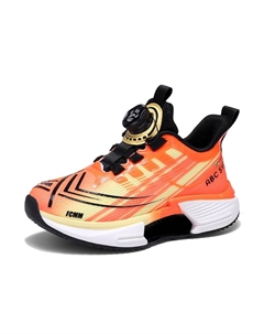 Противоскользящие, дышащие и сбалансированные кроссовки для детей, черный/оранжевый Fcmm