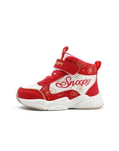 Нескользящие теплые высокие кроссовки для детей, красные и белые, для детей 3–7 лет Snoopy