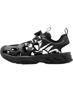 Детские сандалии с низким верхом, устойчивые к износу, черные, для подростков Qiaodan