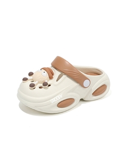 Детские противоскользящие и износостойкие дышащие сабо, бежевый/хаки Snoopy