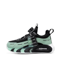 Кроссовки для бега для детей с низким верхом, амортизирующие, устойчивые к истиранию, дышащие, с защитой от отскока, черный/зеленый Qiutexiong