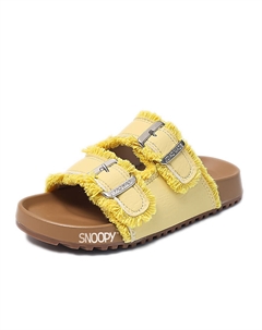 Детские шлепанцы для улицы, устойчивые к истиранию, дышащие, нескользящие, желтый Snoopy