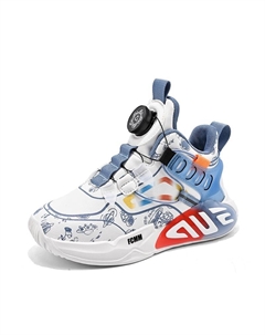 Противоскользящие износостойкие повседневные кроссовки средней высоты для детей, белый/синий Fcmm