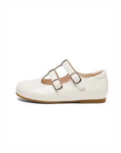 Нескользящие и дышащие низкие кожаные туфли для детей, кремовый/белый Snoffy