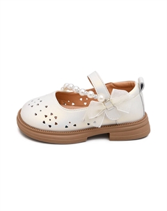 Детские кожаные туфли с противоскользящей подошвой, устойчивые к износу, бежевый Budding