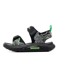 Детские сандалии с низким верхом, нескользящие, износостойкие, дышащие, черный/зеленый Bobdog
