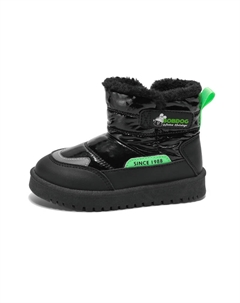 Нескользящие, износостойкие, теплые детские ботинки. Детские, черный/зеленый Bobdog
