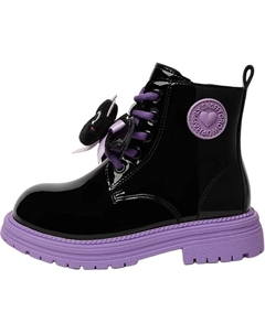 Детские кожаные ботинки для детей, черный/фиолетовый Snoffy