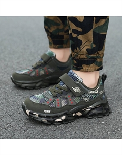 Противоскользящие, дышащие, легкие, амортизирующие низкие повседневные кроссовки с зеленым камуфляжным принтом для детей, зеленый/камуфляж Fcmm