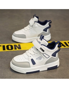 Противоскользящие износостойкие высокие детские кроссовки для скейтбординга, белый/серый/синий Fcmm