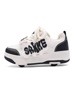 Нескользящие, легкие, амортизирующие, низкие повседневные кроссовки для детей, черный/белый Fcmm