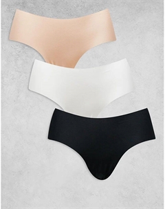 Комплект из 3 шорт-хипстеров без VPL черного, белого и бежевого цветов Asos design