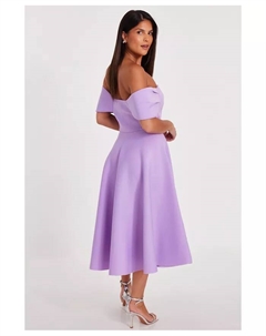Женское платье-трапеция с лифом «бардо» из атласа с лифом «бонд», фиолетовый Quiz