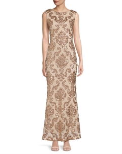 Платье с вырезом-лодочкой и пайетками, цвет Champagne Vince camuto