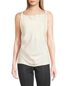 Атласная майка с узлом на бретельках, кремовый Calvin klein