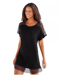 Женское пляжное платье с сетчатой ​​вставкой, черный Lascana