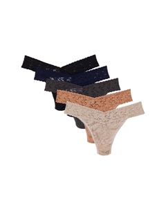 Стринги 5-Pack Signature Lace Original Rise Thong, цвет Black/Navy/Granite/Suntan/Chai Hanky panky