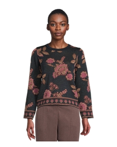 Свитер Floral Jacquard Long Sleeve Crew, цвет Classic Navy Vince camuto
