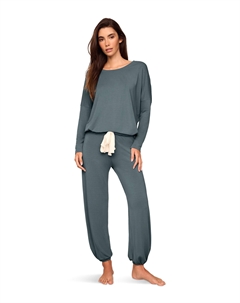 Пижама Gisele Slouchy Pajama Set, цвет Stone Blue/Ivory Eberjey
