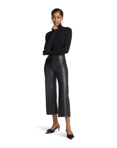 Брюки Faux Leather Cropped Wide Leg, черный Commando